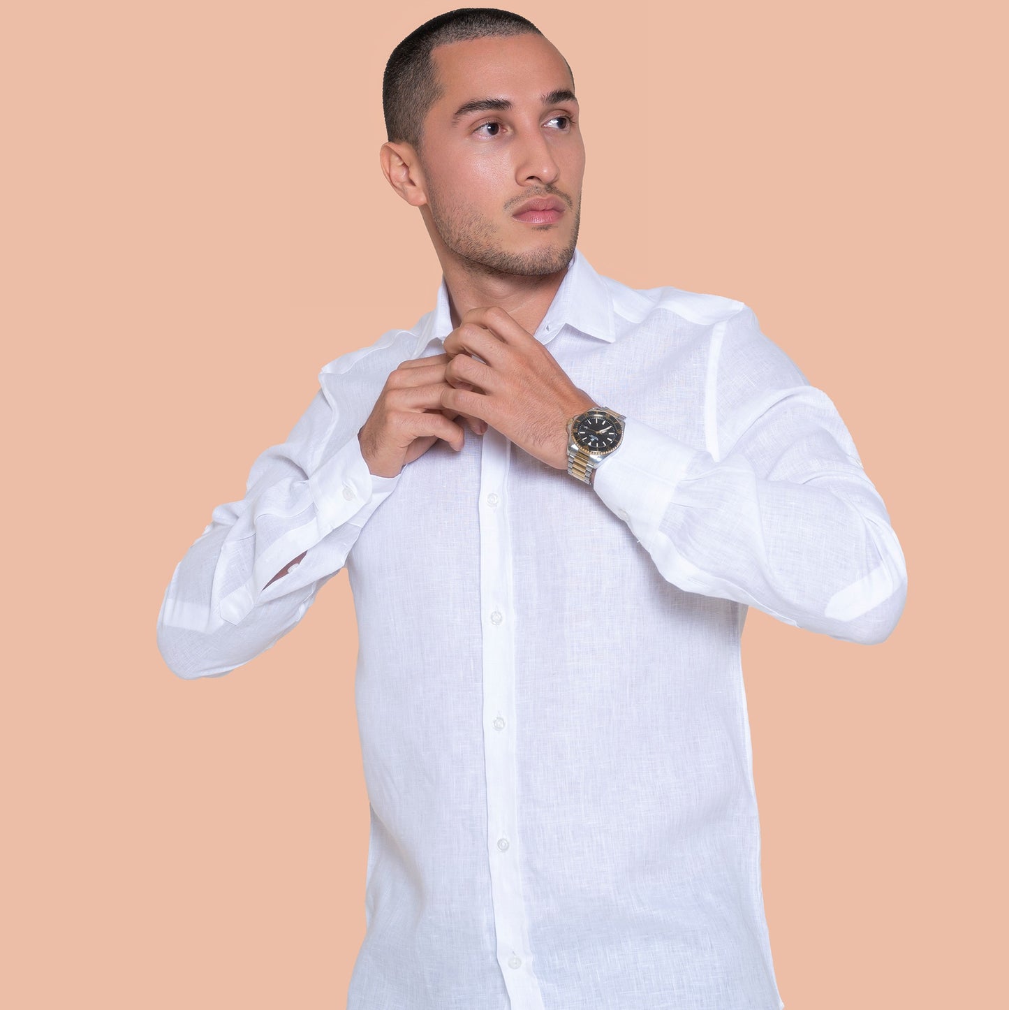 100% Linen white Knit shirt