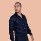 100% Linen navy Knit shirt
