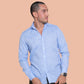 100% Linen blue Knit shirt